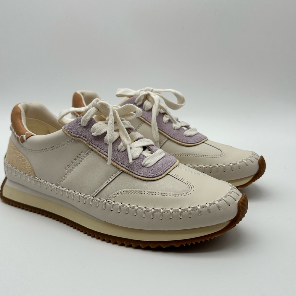 Cole Haan Grand Pro Premier Cream and Lavender sneakers